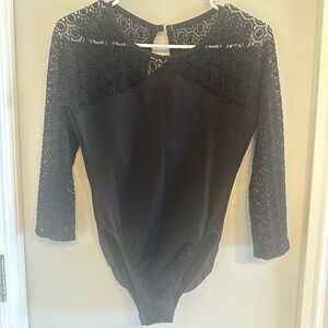 Motionwear Black Lace Sleeve ballet leotard
